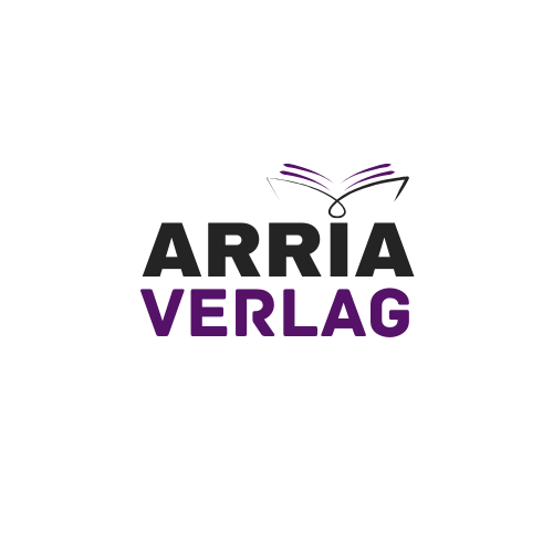 Logo des Arria Verlags: Eine abstrakte, violette Grafik, die an ein aufgeschlagenes Buch oder Schwingen erinnert, über dem zweizeiligen Schriftzug „ARRIA VERLAG“.